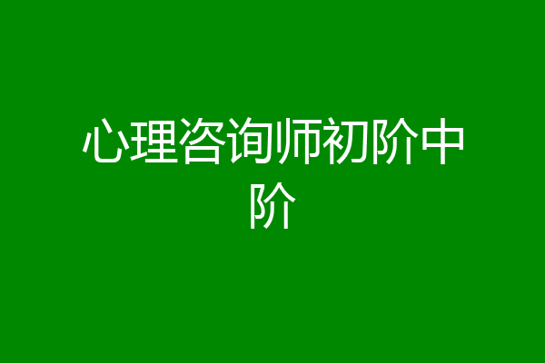 心理咨询师初阶中阶