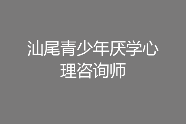汕尾青少年厌学心理咨询师