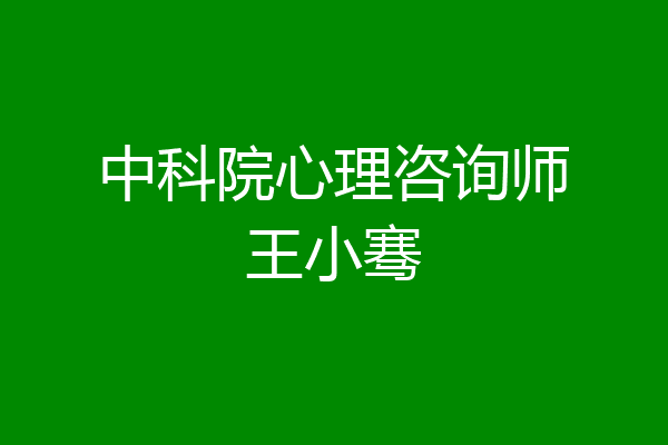 中科院心理咨询师王小骞