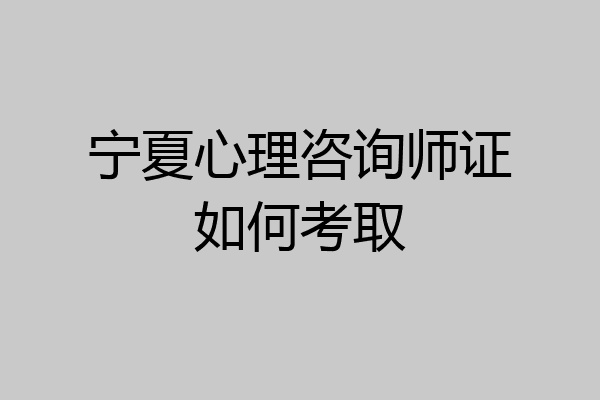 宁夏心理咨询师证如何考取