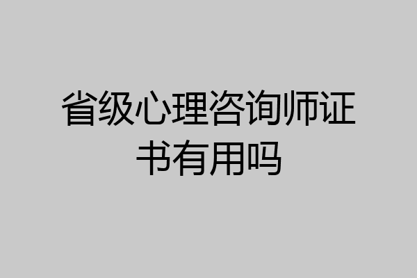 省级心理咨询师证书有用吗