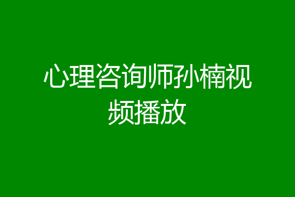 心理咨询师孙楠视频播放