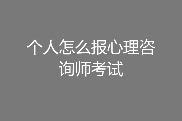 个人怎么报心理咨询师考试