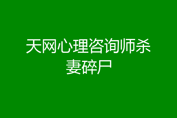天网心理咨询师杀妻碎尸