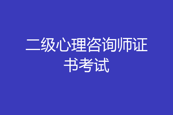二级心理咨询师证书考试