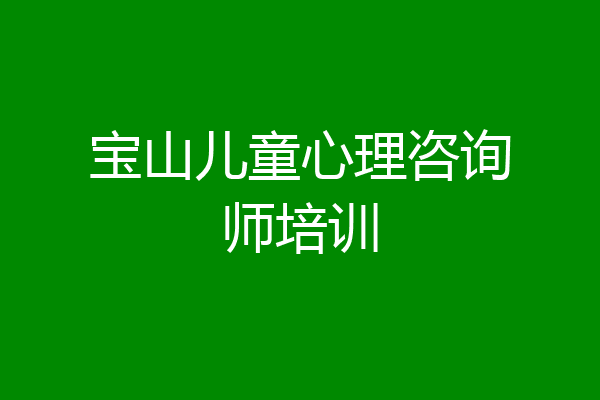 宝山儿童心理咨询师培训
