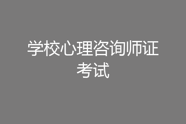 学校心理咨询师证考试