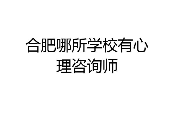 合肥哪所学校有心理咨询师