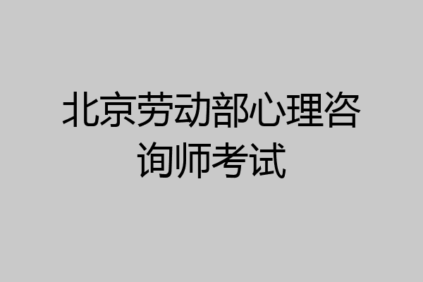 北京劳动部心理咨询师考试