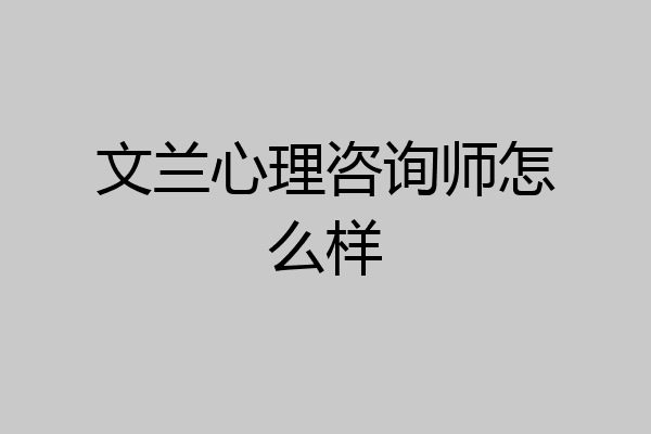文兰心理咨询师怎么样