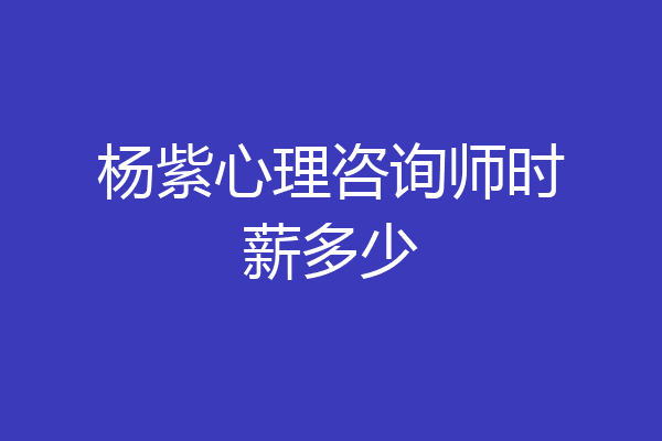 杨紫心理咨询师时薪多少