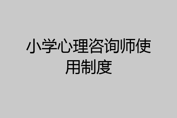 小学心理咨询师使用制度