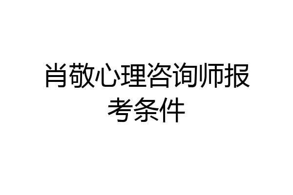 肖敬心理咨询师报考条件