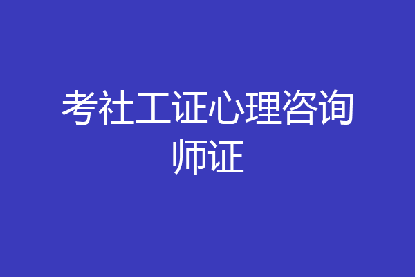 考社工证心理咨询师证