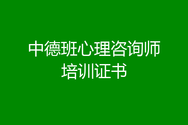 中德班心理咨询师培训证书