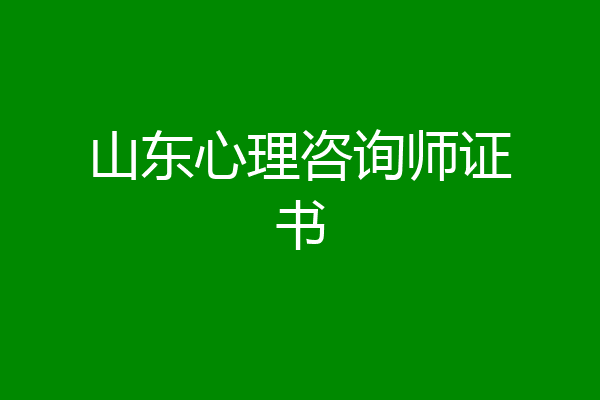 山东心理咨询师证书