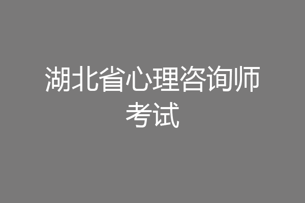 湖北省心理咨询师考试