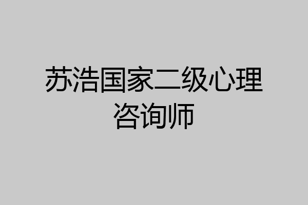 苏浩国家二级心理咨询师