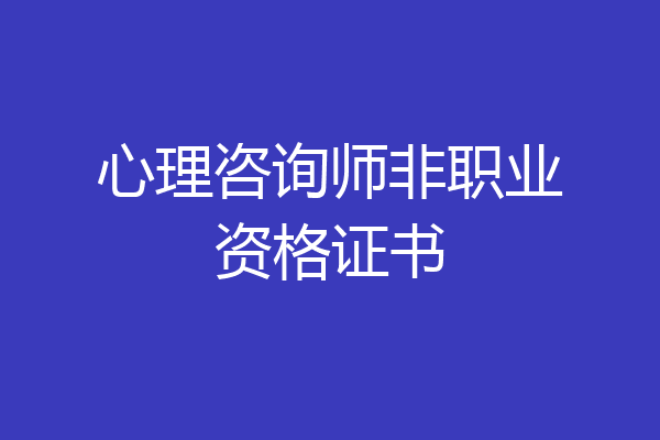 心理咨询师非职业资格证书