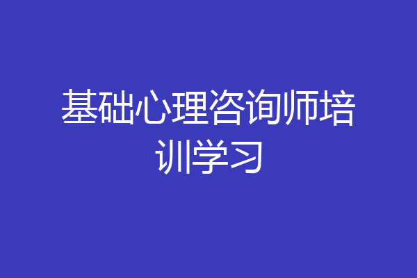 基础心理咨询师培训学习