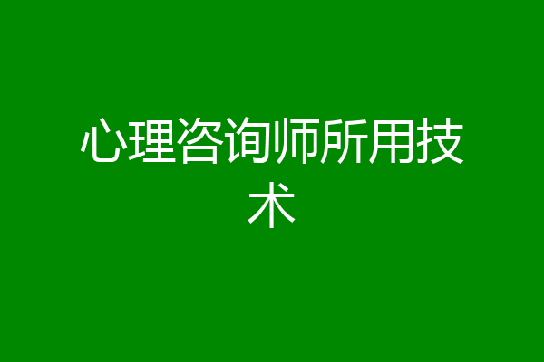 心理咨询师所用技术