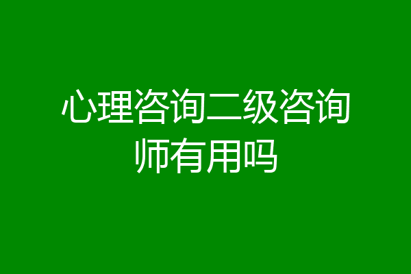 心理咨询二级咨询师有用吗