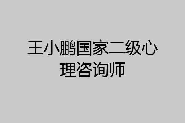 王小鹏国家二级心理咨询师
