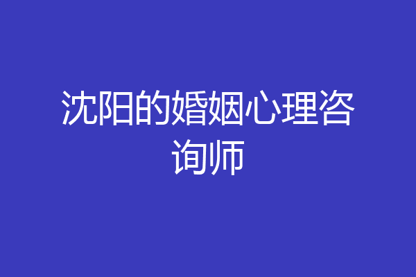 沈阳的婚姻心理咨询师