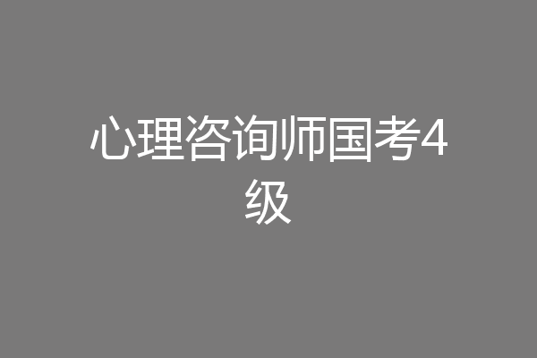 心理咨询师国考4级