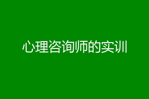 心理咨询师的实训