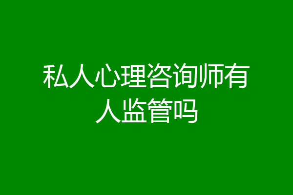 私人心理咨询师有人监管吗