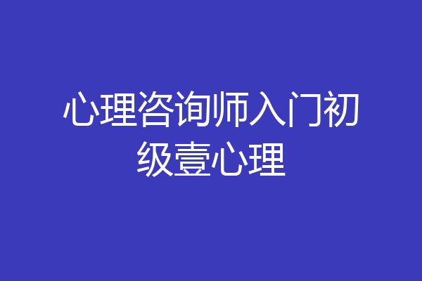 心理咨询师入门初级壹心理
