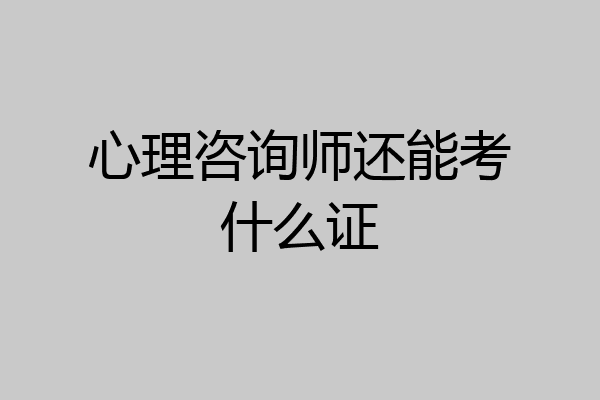 心理咨询师还能考什么证