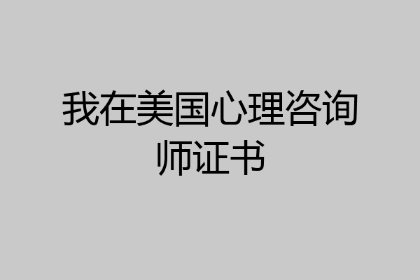 我在美国心理咨询师证书