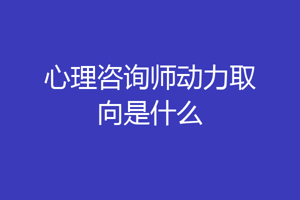 心理咨询师动力取向是什么