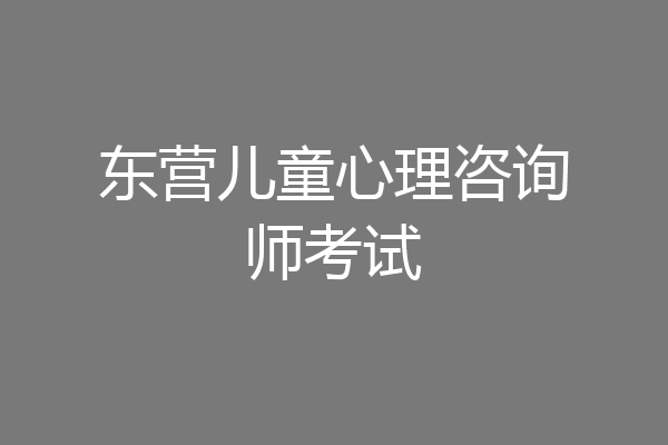 东营儿童心理咨询师考试