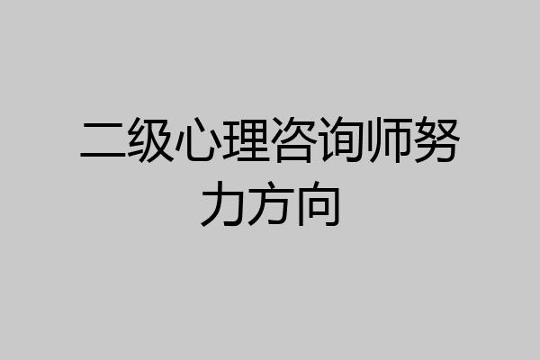 二级心理咨询师努力方向