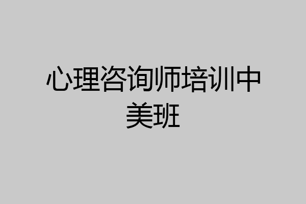心理咨询师培训中美班