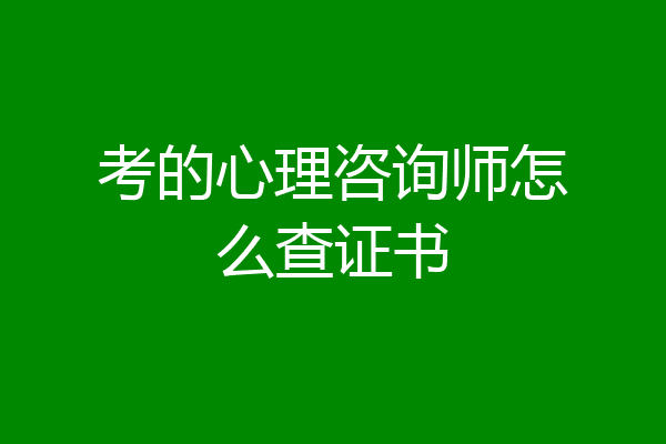 考的心理咨询师怎么查证书