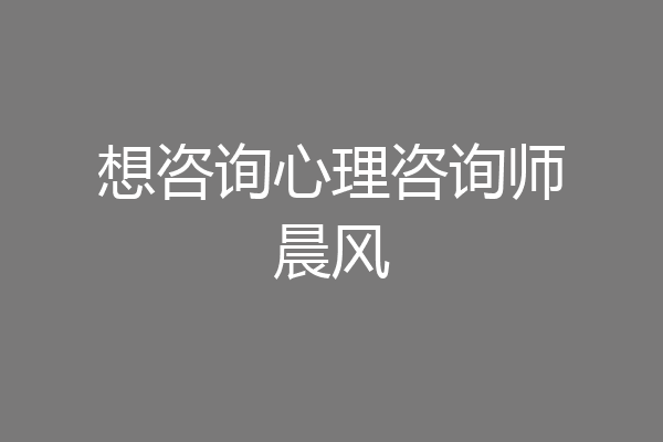 想咨询心理咨询师晨风