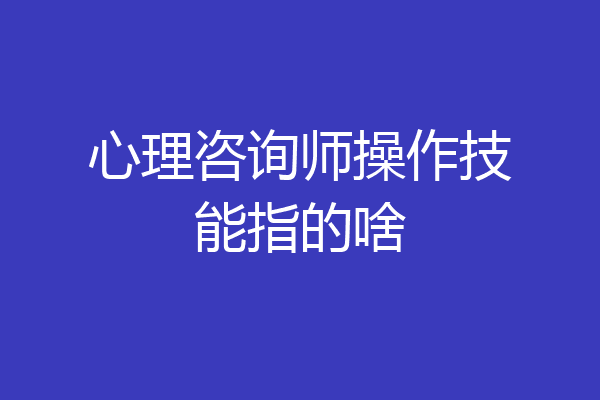 心理咨询师操作技能指的啥