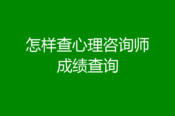 怎样查心理咨询师成绩查询