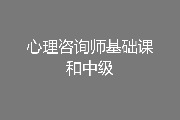 心理咨询师基础课和中级
