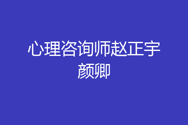 心理咨询师赵正宇颜卿