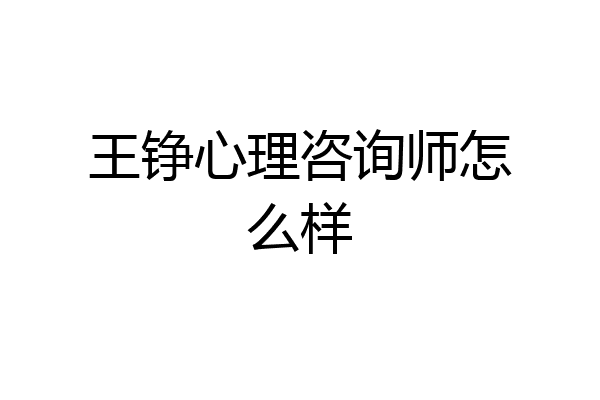 王铮心理咨询师怎么样