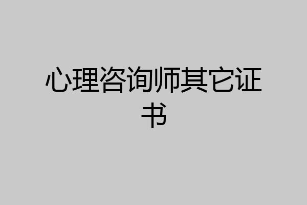 心理咨询师其它证书
