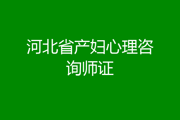 河北省产妇心理咨询师证