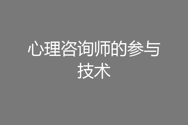 心理咨询师的参与技术