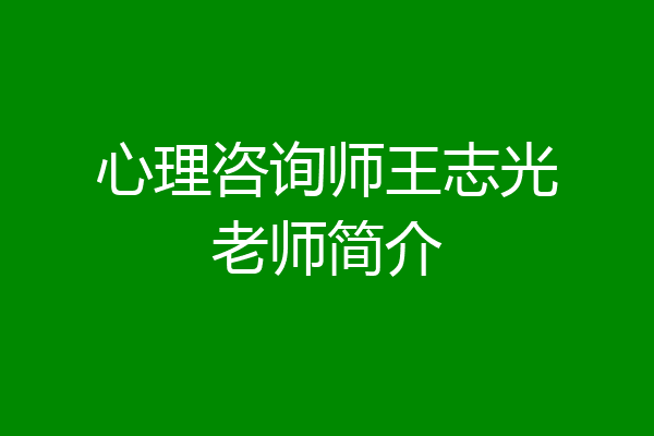心理咨询师王志光老师简介