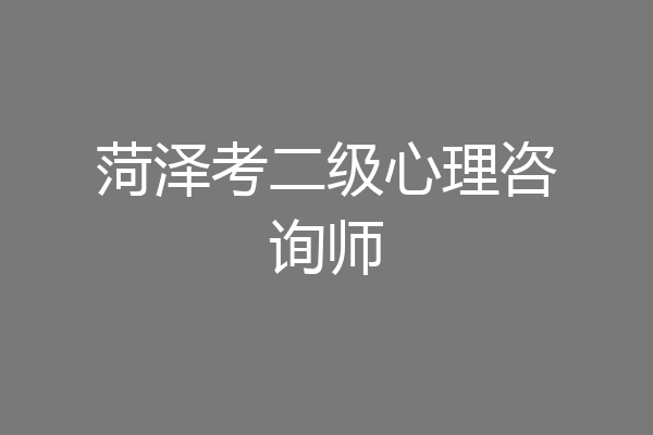 菏泽考二级心理咨询师